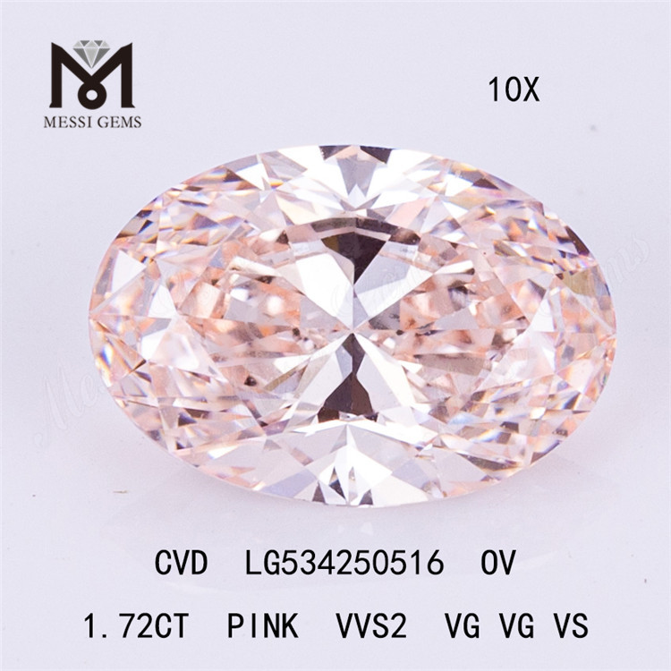 1.72ct rose vvs cvd diamant forme ovale diamant de laboratoire prix pas cher