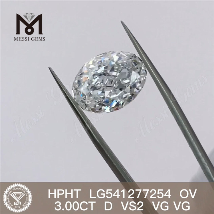 Diamants de laboratoire de forme ovale 3ct D Diamant de laboratoire HPHT en stock