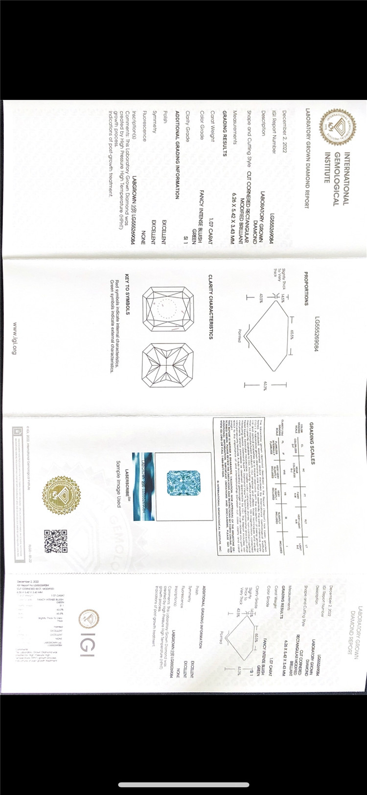 Fabricant de diamants verts cultivés en laboratoire de 1,07 ct 