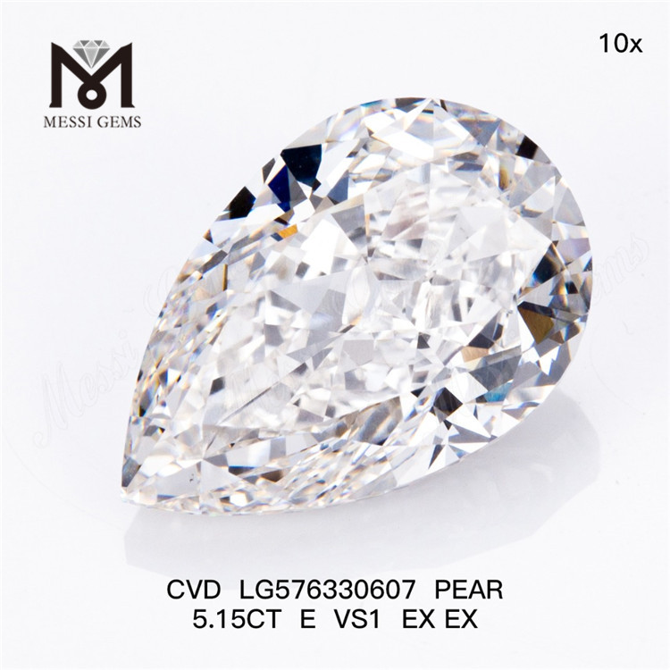 5.15CT E VS1 EX EX diamants de laboratoire PEAR personnalisés CVD LG576330607