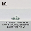 4.01CT POIRE FANTAISIE VERT GRIS INTENSE VS2 VG VG diamant cultivé en laboratoire CVD LG570335094