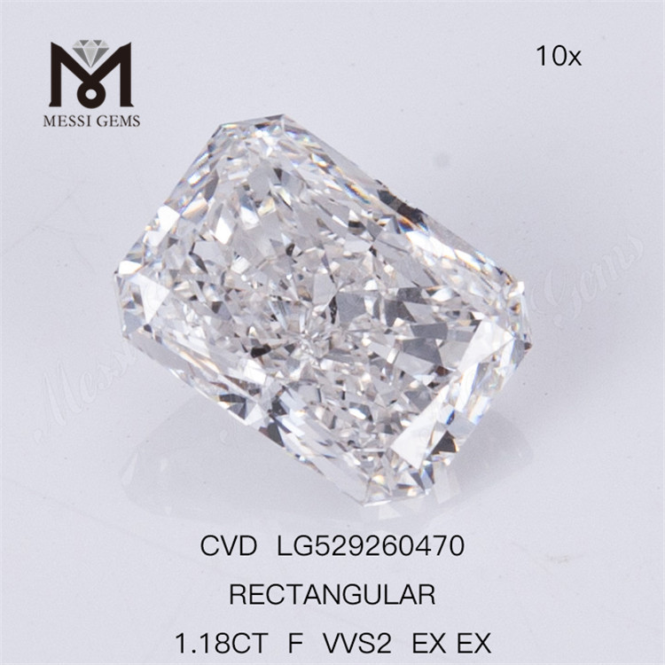 1.18CT RECTANGULAIRE F VVS2 EX EX CVD Lab Diamonds IGI Certificat