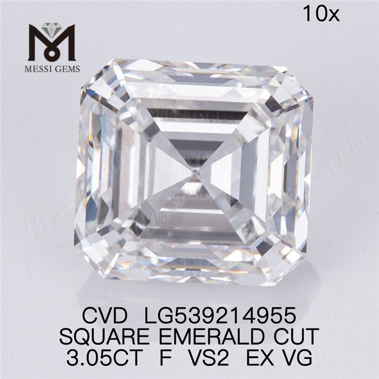 3.05ct F vs2 diamant de laboratoire lâche bon marché asscher diamant cultivé en laboratoire