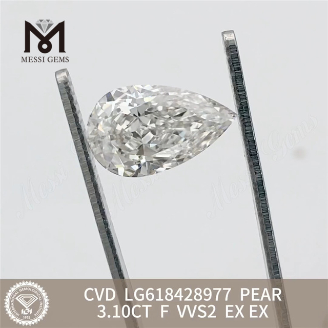 3.10CT F VVS2 PEAR Sparkle laboratoire fabriqué des diamants vvs CVD 丨 Messigems LG618428977