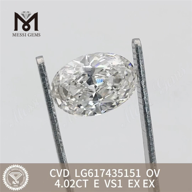 Diamants fabriqués en laboratoire 4.02CT E VS1 CVD OV LG617435151 丨 Messigems