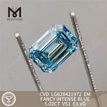 Diamants de laboratoire 5.02CT EM FANCY INTENSE BLUE VS1 CVD LG628421972丨Messigems 