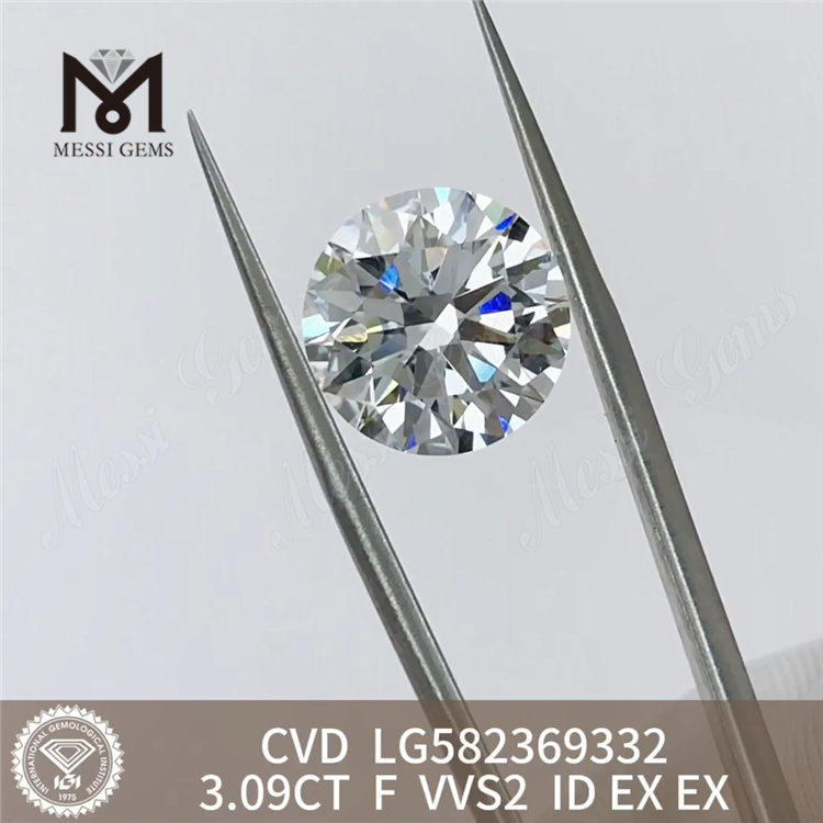 3.09CT F VVS2 ID EX EX LG582369332 diamants cvd à vendre 丨 Messigems