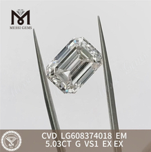 Diamants synthétiques taille émeraude 5.03CT G VS1 en ligne Étincelez en toute confiance 丨 Messigems CVD LG608374018