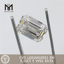 Diamants simulés 5.32CT F VVS1 EM CVD LG616418551 丨 Messigems