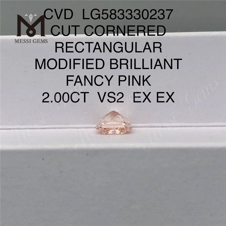 2.00CT VS2 EX EX CUT RECTANGULAIRE FANTAISIE ROSE Diamant rose cultivé en laboratoire CVD LG583330237