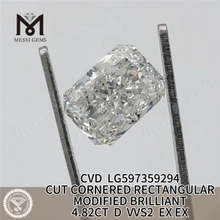 Diamant cultivé en laboratoire de 4,82 carats D VVS2 taille RECTANGULAIRE CVD LG597359294 丨Messigems