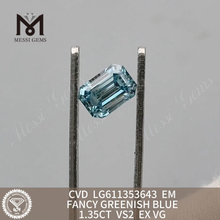 Diamants cultivés en laboratoire certifiés igi 1,35 CT EM VS2 FANCY GREENISH BLUE 丨Messigems LG611353643 