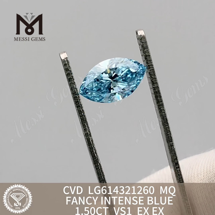 Diamants synthétiques de 1,50 ct MQ VS1 FANCY INTENSE BLUE 丨 Messigems CVD LG614321260 
