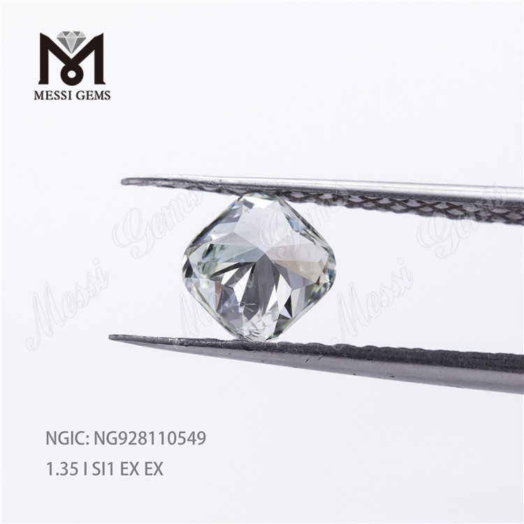1.35 Carat Excellent Coussin Poli Brillant I SI1 EX EX HPHT Diamant CVD Lâche