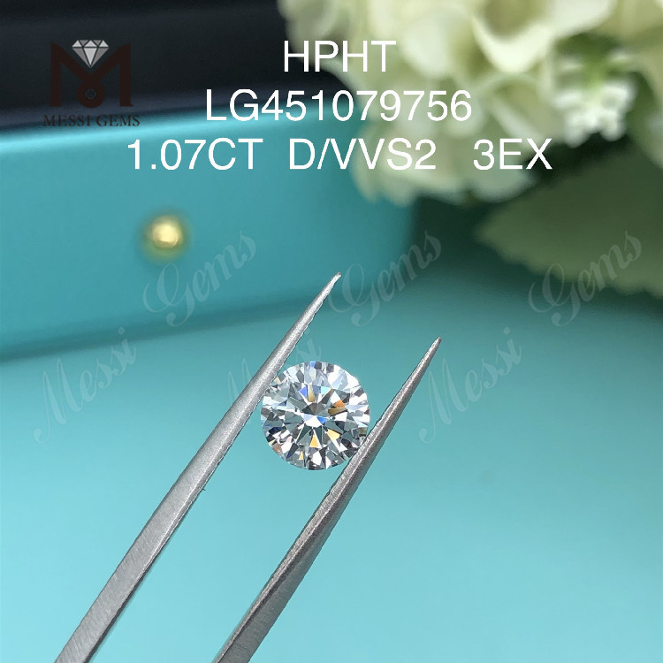 1.07ct D VVS2 RD laboratoire créé diamant HTHP