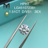 1.51ct D VS1 RD EX Cut Grade diamant cultivé en laboratoire HPHT