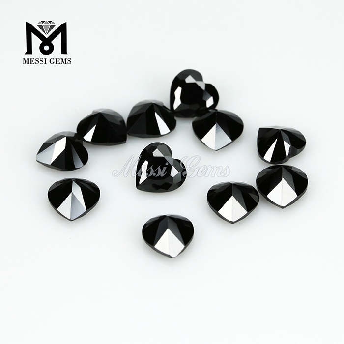 Prix ​​​​de gros coeur coupé 5 x 5mm pierres de zircone cubique noire