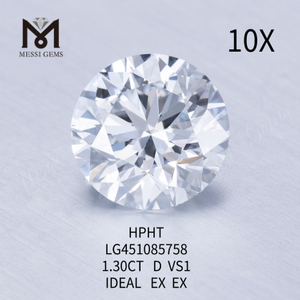 Diamants de laboratoire D 1.30ct HPHT RD taille IDEL