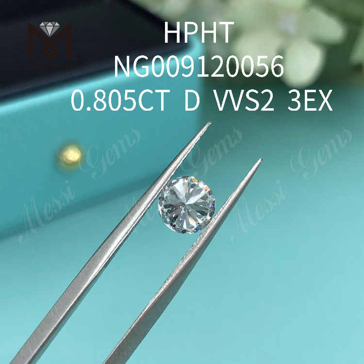 0.805CT diamant rond en vrac fabriqué en laboratoire VVS2 3EX blanc