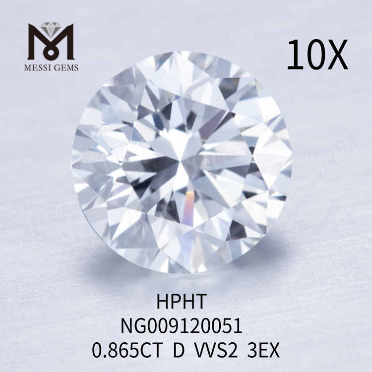 0.865CT RD blanc VVS2 3EX diamants produits en laboratoire