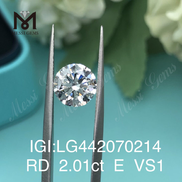 2,01 carats E VS1 diamant rond pas cher cultivé en laboratoire diamant 3EX prix pas cher