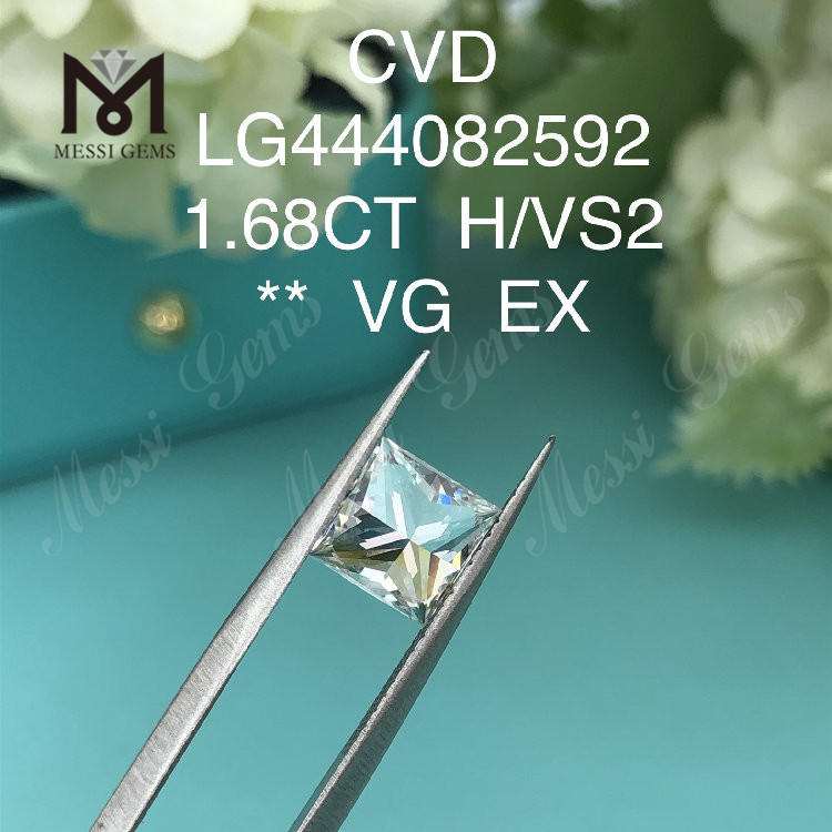 Diamant de laboratoire taille princesse H VS2 de 1,68 carat