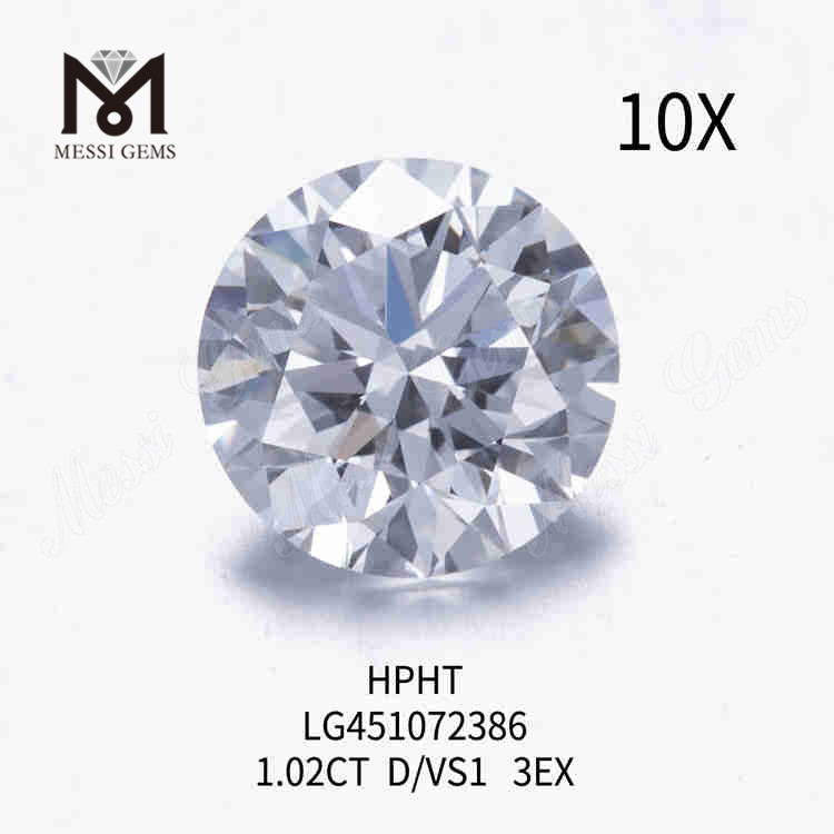 1.02ct D/VS1 RD diamant cultivé en laboratoire en vrac 3EX