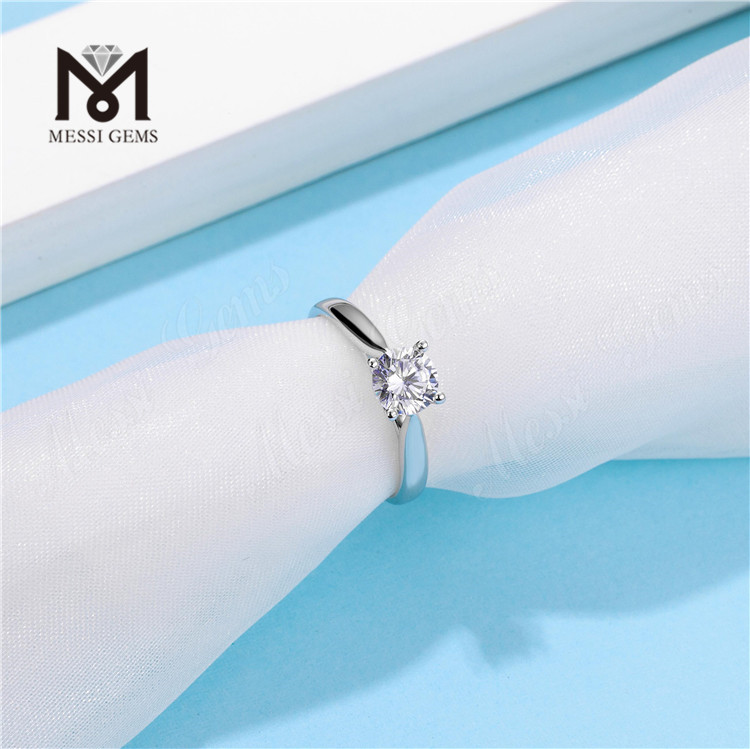 Messi Gems solitaire 1 carat diamant moissanite bague de fiançailles en argent sterling 925