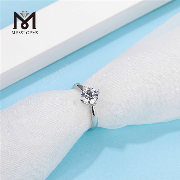 Messi Gems 1 carat D couleur moissanite diamant mariage 925 bagues en argent sterling pour femme
