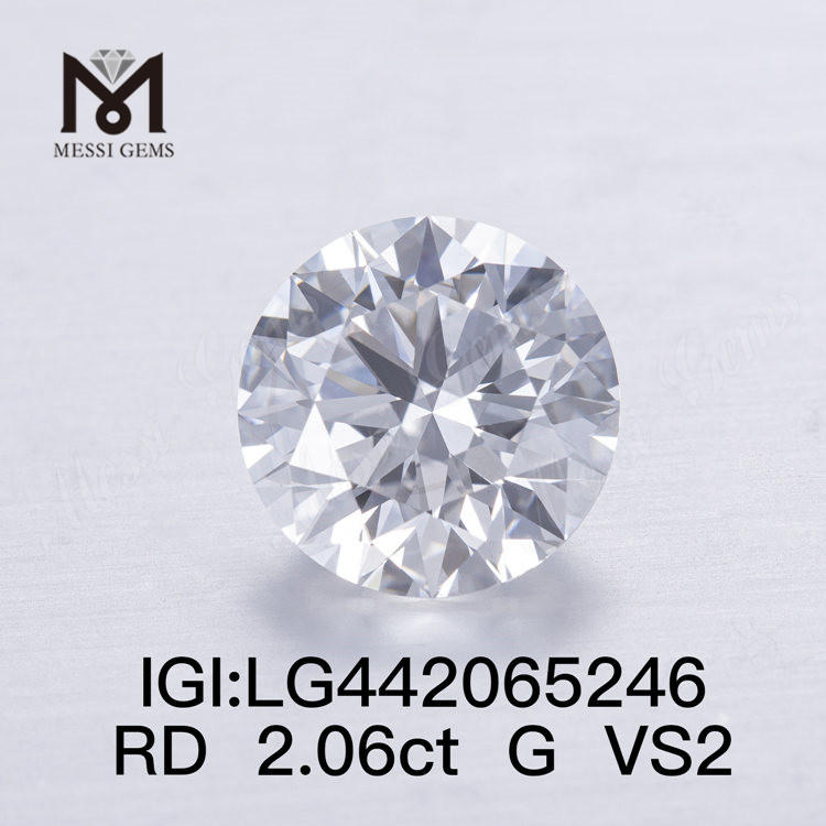 2.06ct G VS2 Round Cut EX 2 carats prix du diamant de laboratoire