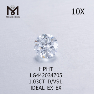 1,03 carat D VS1 IDEAL EX EX Diamant rond cultivé en laboratoire