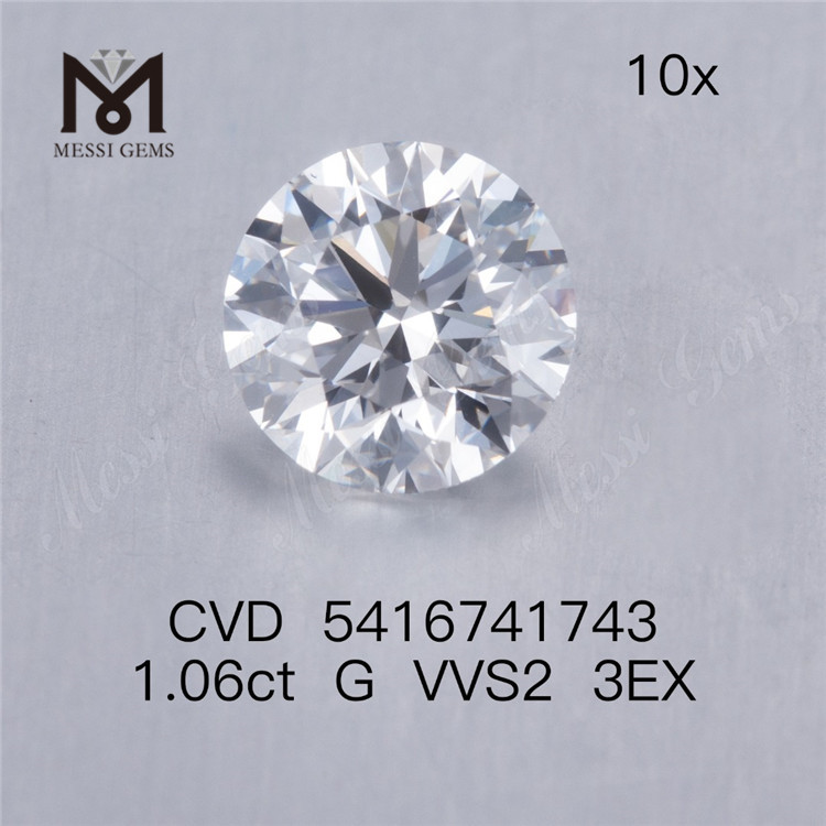 1.06ct VVS lab diamant rd G couleur cvd diamant 3EX pierre précieuse en stock
