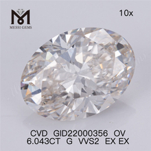 6.043ct G vvs diamant de laboratoire en vrac prix de gros forme ovale plus grand diamant synthétique IGI