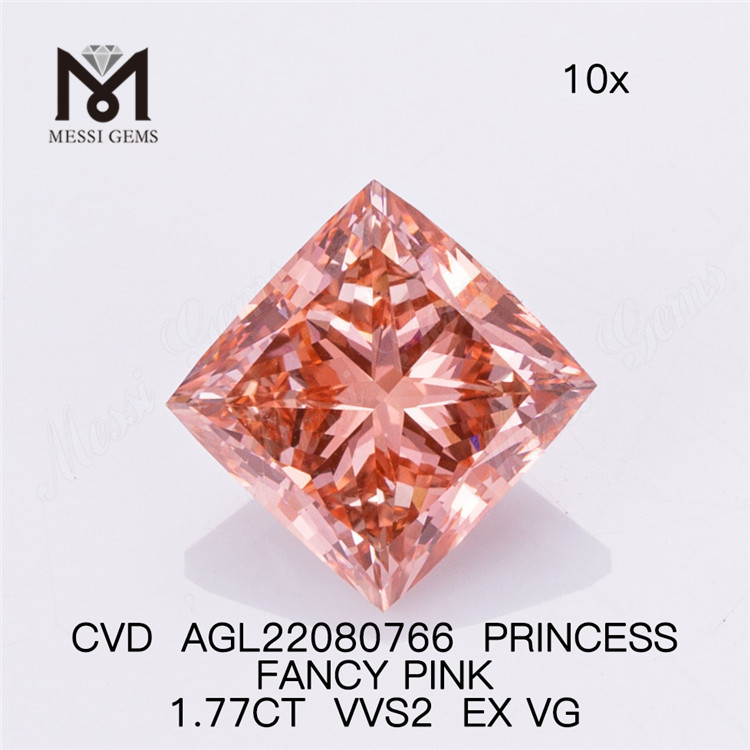 1.77CT CVD PRINCESS FANCY ROSE VVS2 EX VG diamant de laboratoire AGL22080766