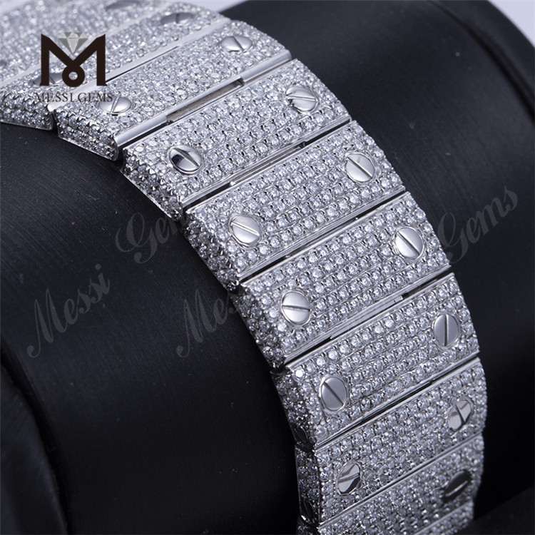 Conception personnalisée hommes femme luxe main ensemble glacé diamant Moissanite montre 