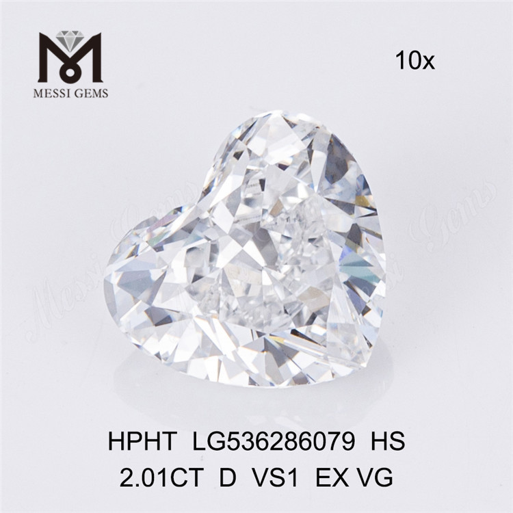 2.01ct D HPHT Lab Diamond VS HEART diamants fabriqués par l'homme en stock