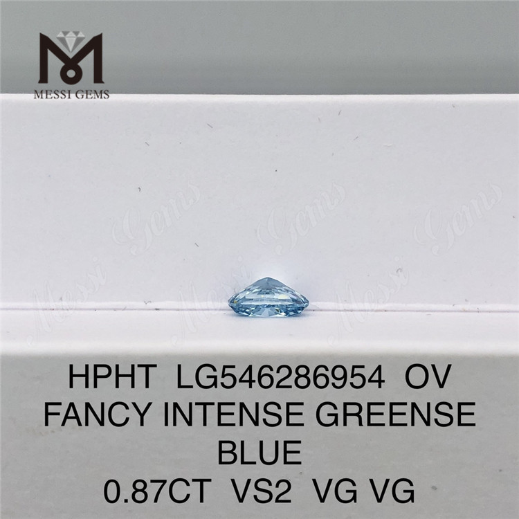0.87CT OV FANCY INTENSE GREENSE BLUE VS2 VG VG HPHT diamant de laboratoire LG546286954