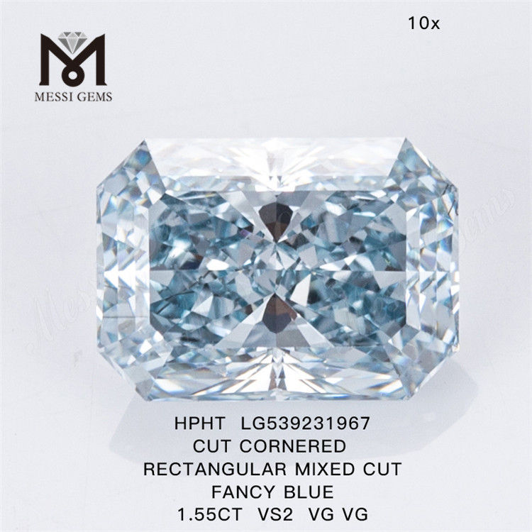 1.55ct diamant bleu HPHT en gros diamants de laboratoire bleus RECTANGULAIRES HPHT