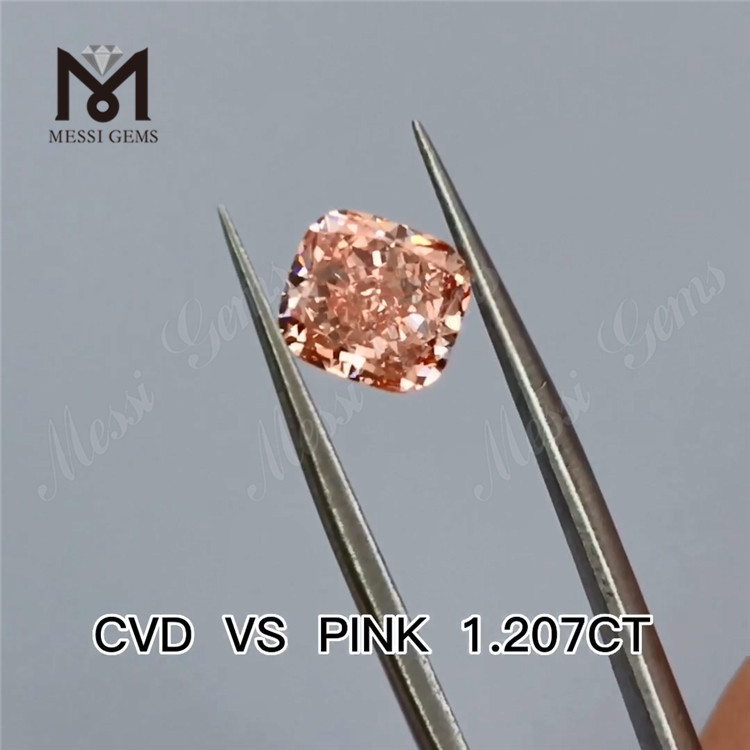 1.207ct coussin diamant de laboratoire taille fantaisie rose diamant coussin cvd en vente