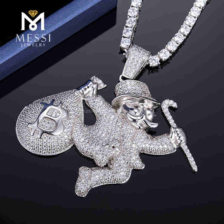 Hip hop hommes mode collier moissanite diamant glacé pendentif