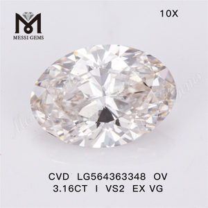 3.16CT OV Cut I Couleur VS2 EX VG Lab Diamant CVD LG564363348