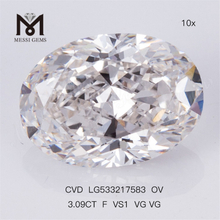 3.09ct F VS1 VG VG CVD Lab Diamants OVAL IGI Certificat