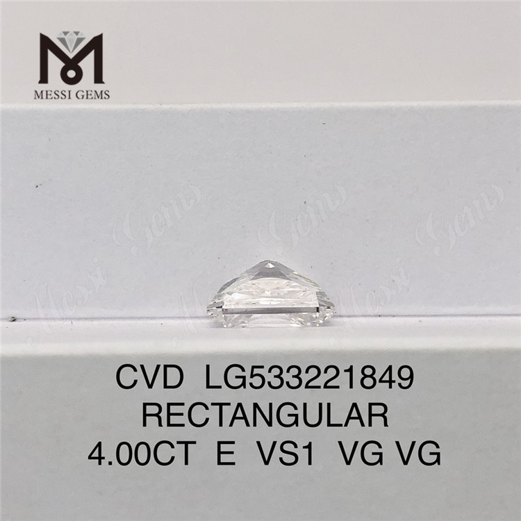 4.00CT RECTANGULAIRE Loose Lab Diamond E VS1 igi certifié diamants cultivés en laboratoire certificat IGI