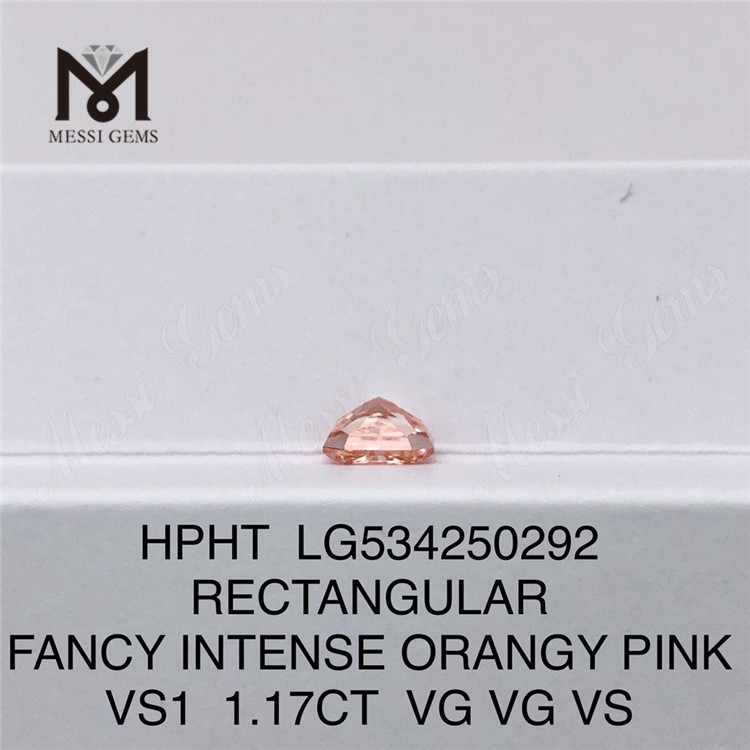 1.17ct diamants synthétiques RECTANGULAIRES couleur rose HPHT Orange rose diamants de laboratoire en vrac LG534250292