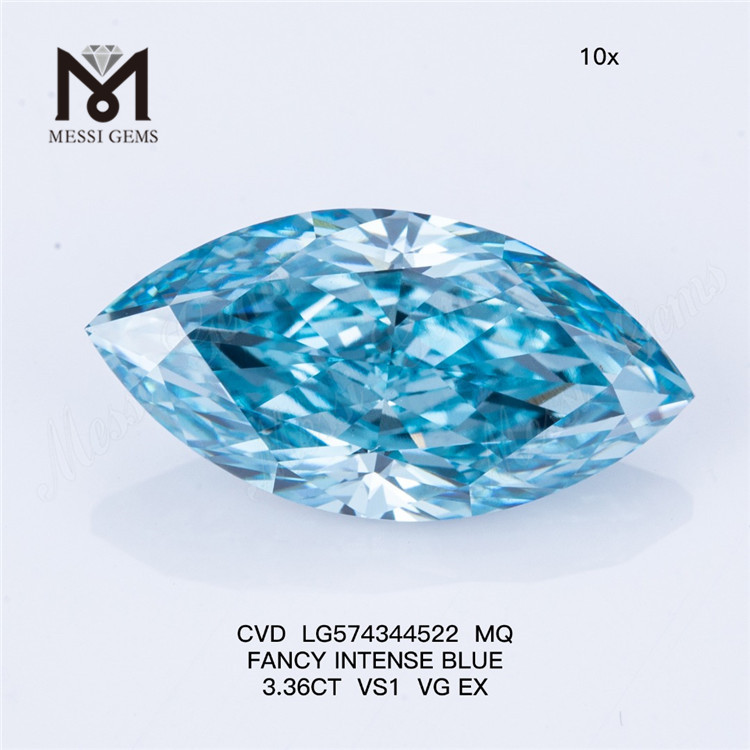 3.36CT MQ FANTAISIE INTENSE BLEU VS1 VG EX CVD Blue Diamond Store