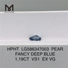 1,19CT VS1 PEAR FANCY DEEP BLUE EX VG HPHT Bleu Hpht Diamant Coût LG586347003