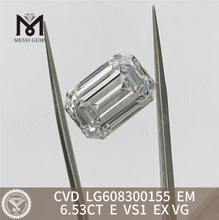 Diamants de laboratoire synthétiques émeraude 6,53 CT E VS1, brillance certifiée IGI, Messigems CVD LG608300155