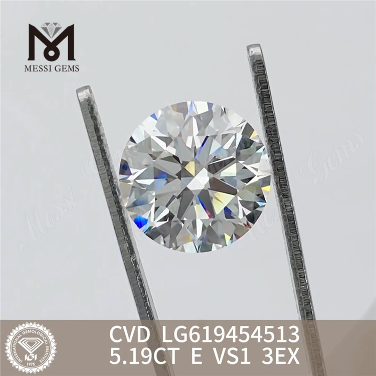 5.23CT E VS1 3EX Diamant simulé rond CVD LG619454515丨Messigems