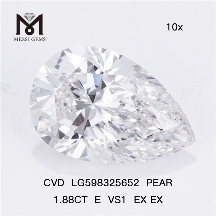 Diamants de laboratoire 1.88CT E VS1 EX EX PEAR Pureté et brillance inégalées CVD LG598325652丨Messigems