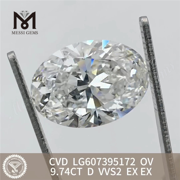 9.74CT D VVS2 OV grand laboratoire créé diamants CVD LG607395172丨Messigems